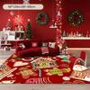 Christmas Gingerbread House, Gingerbread Man, Candy Cane & Snow‑Covered House Printed Area Rug, 2D Flat Design