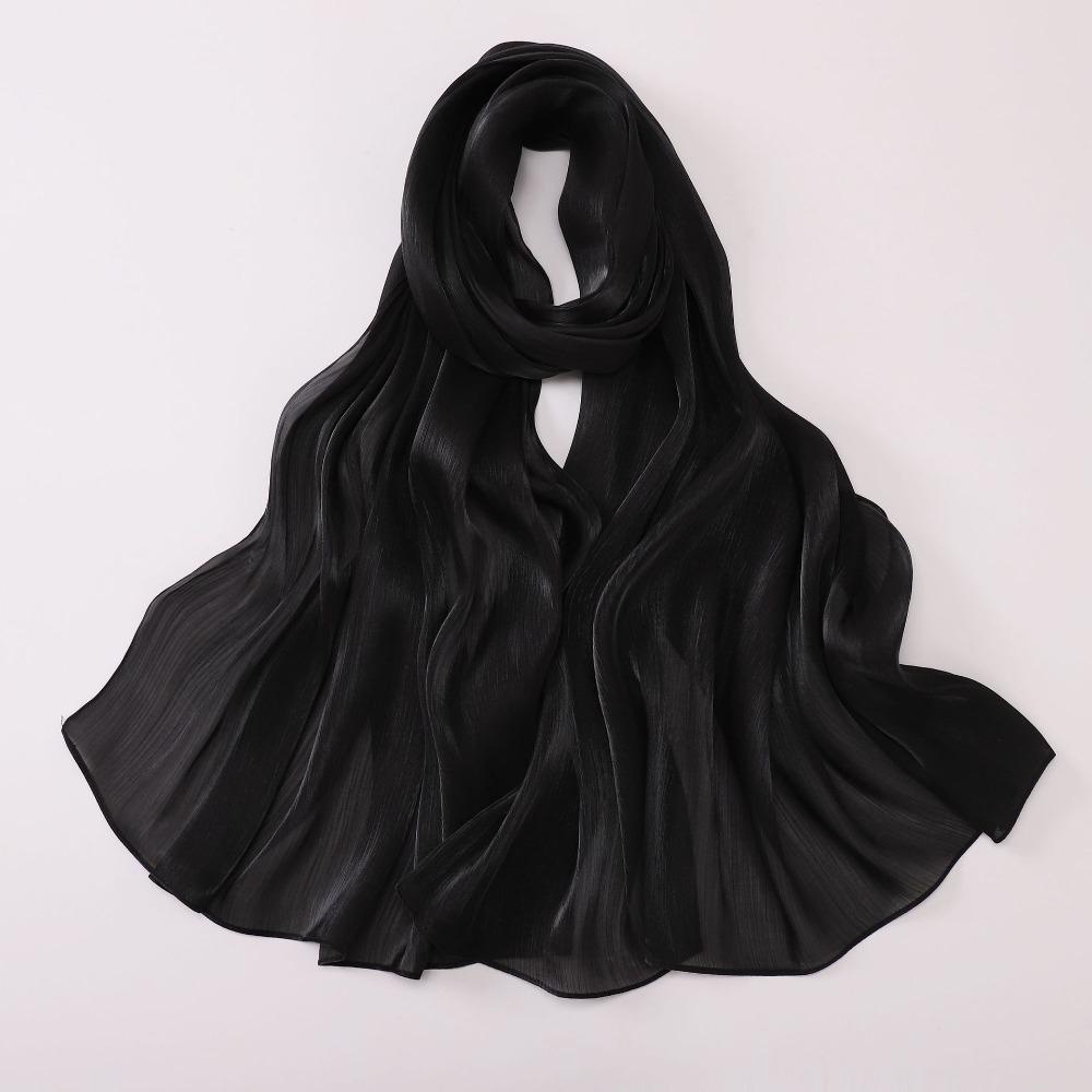 Solid Color Silk Scarf Chiffon Ramadan Long Scarf Fashion Sunscreen Headscarf  Outdoor