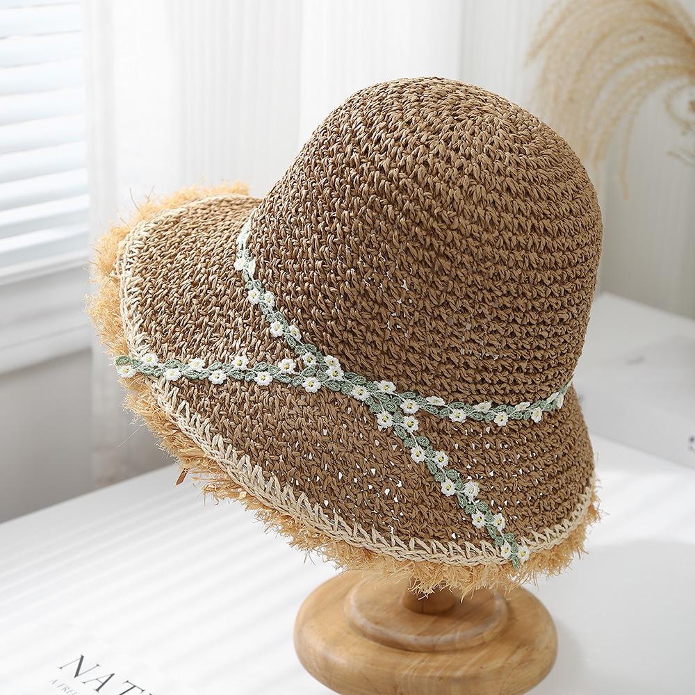 

Summer Hats For Women Sun Hat With Tassel Brim Wide Brim Bucket Hat Female Sunshade Foldable Sunhat New 56-58cm хакі