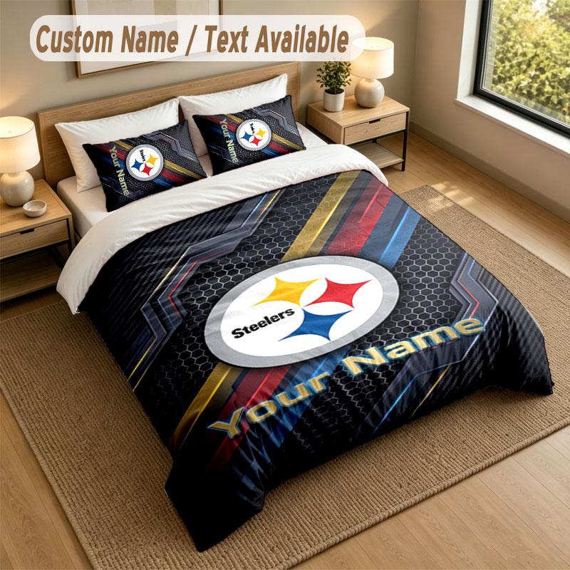 Sengetøjssæt 1 Dynebetræk 2 Pudebetræk Pittsburgh Steelers Print Blødt Sengetøj Soveværelsesindretning