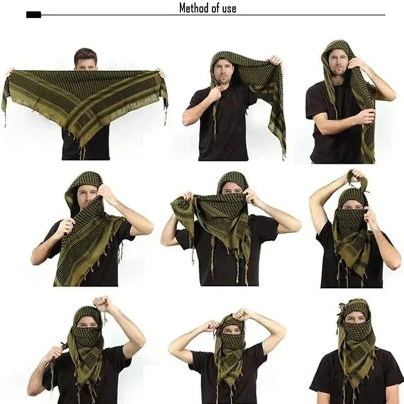 124 stk. 100X100 cm Tyk Muslimsk Shemagh Taktisk Ørken Arabiske Tørklæder Mænd Kvinder Vinter Blæsende Vindtæt Vandretur Tørklæde