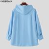 INCERUN Oversized Men Long Sleeve Casual Loose Hooded Shirts Tops