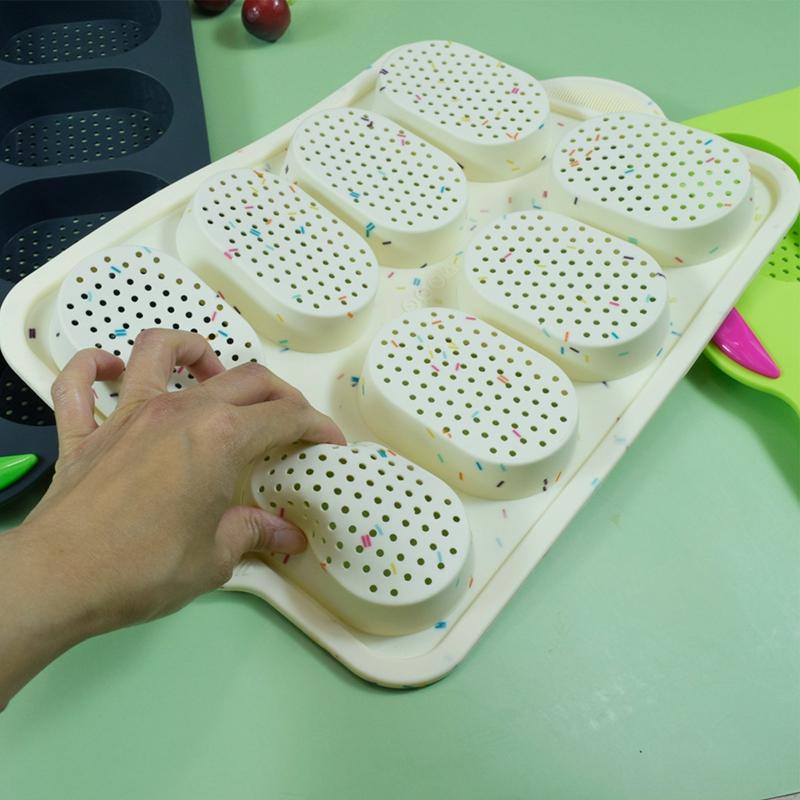8 Grids Non-stick Siliconen Cakevorm Franse Broodvorm Hittebestendige Burger Muffin Pan Lade Cupcake Keuken Diy Bakvorm