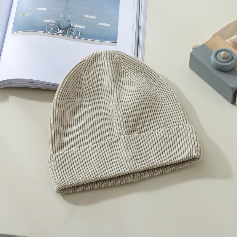 

Wool hat autumn and winter knitted hat men s and women s trendy brand melon rind hat cold-proof warm hat average size бежевий