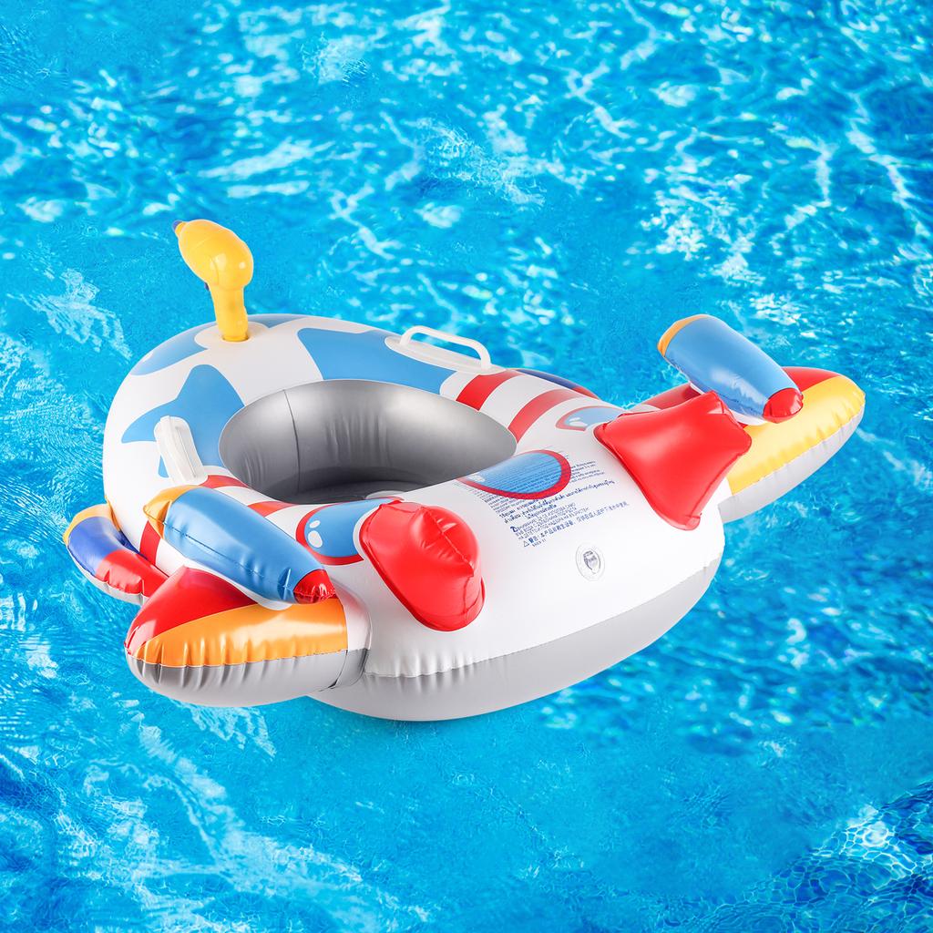 New INS Fighter Plane Swimming Ring for Kids Inflatable Seat Float with Water Gun Horn Steering Wheel Summer Pool Toy