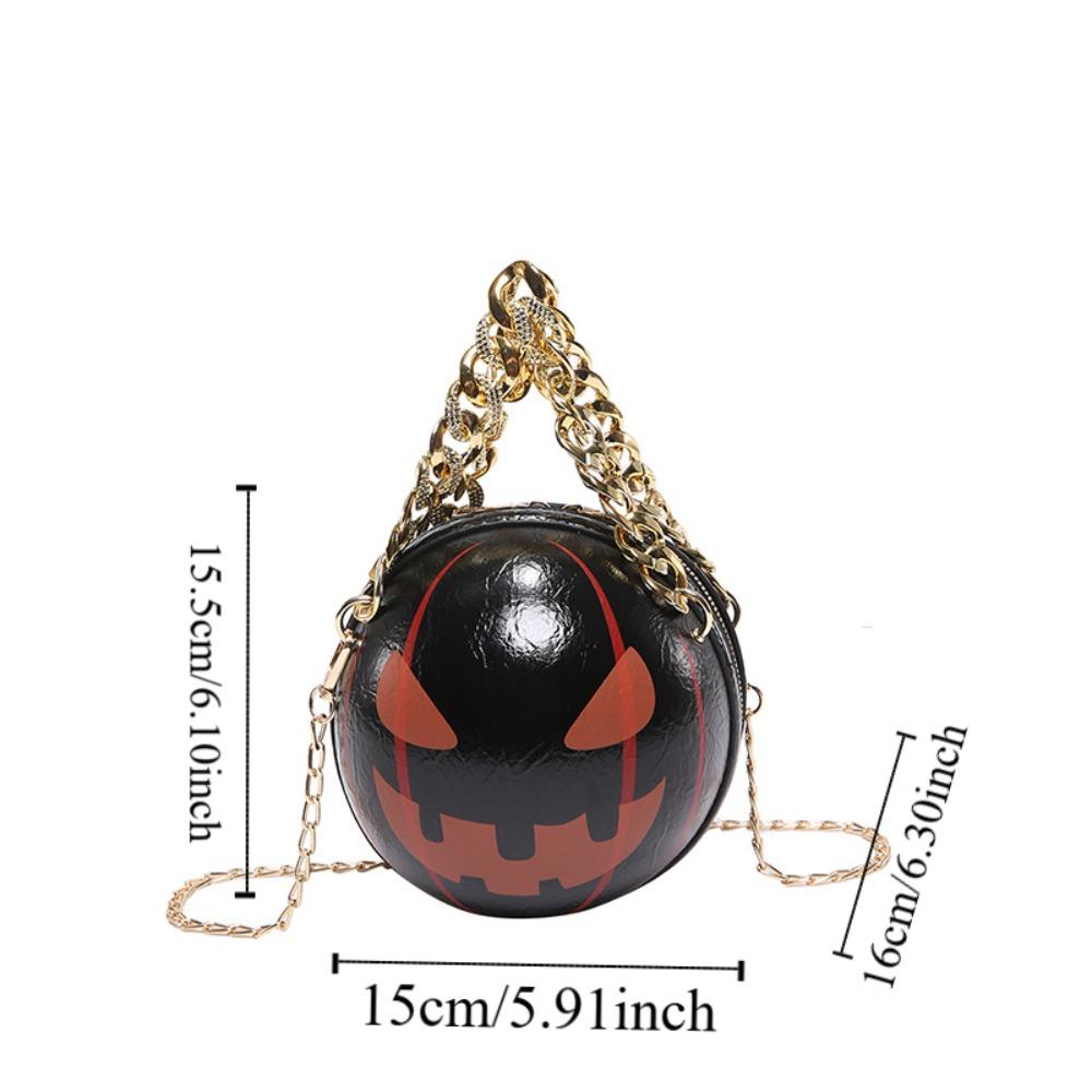 3D Pumpkin Round Bag Zinc Zinc Alloy Ghost Chain Handbag Personalized Halloween Ball Bag Holiday Gift