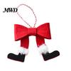 Indoor Tree Hanging Decor Christmas Bow Ornament, Red Green Boot Bowknot Pendant, Xmas Festive Window Handle Felt Decoration for Holiday Home