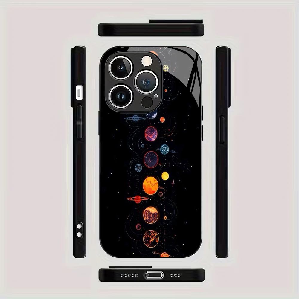 Planet Design Pattern Tempered Glass Mobile Phone Case Suitable for iPhone 17/16/15/14/13/12/11Pro Max All-inclusive Anti-fall
