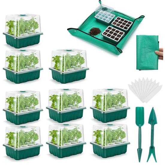 5Pcs Seeds Starter Trays 12-Cell Seedlings Trays with Drainage Holes Reusable Silicone Seeds Starter Container for Greenhouse Garden Growing Plants