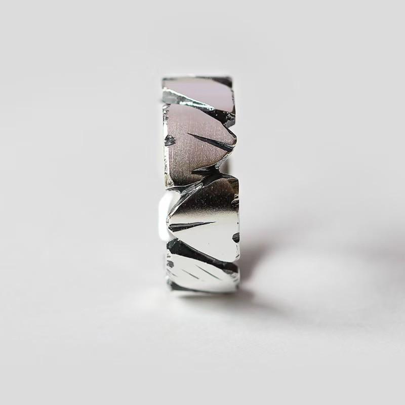 Adjustable Open Ring Men Women Vintage Geometric Textured Band Plated Retro Unisex Jewelry