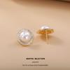 Irregular Round Faux Pearl Stud Earrings: Elegant Japanese & Korean Trendy Fashion for Women