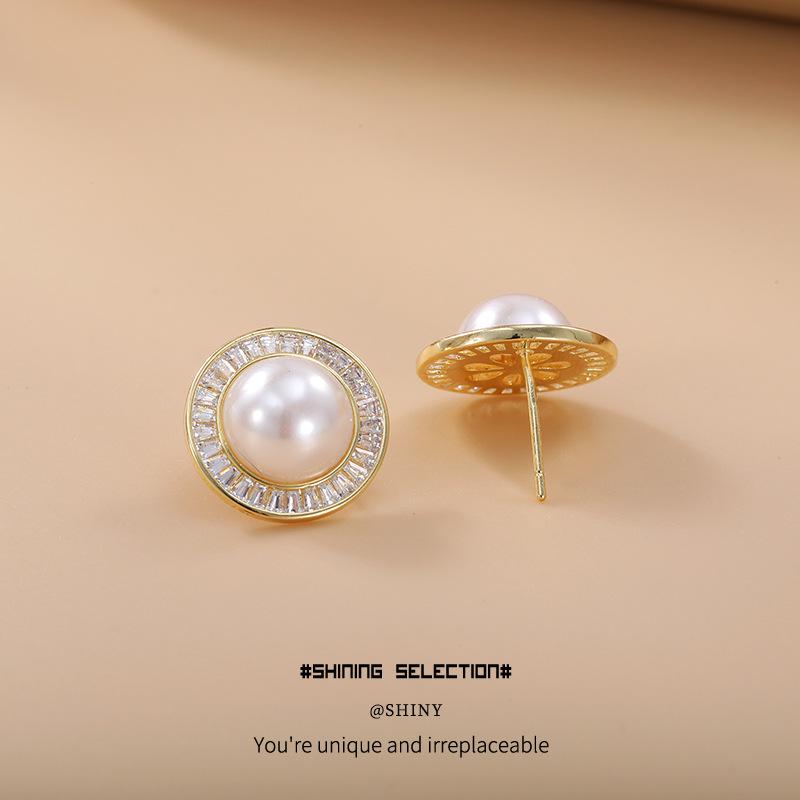 Irregular Round Faux Pearl Stud Earrings: Elegant Japanese & Korean Trendy Fashion for Women