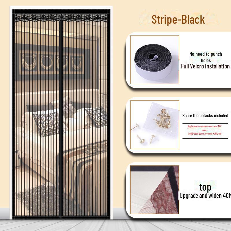 

Магнитная полиэстеровая полосатая противомоскитная штора для двери для летней вентиляции 90cm x 230cm