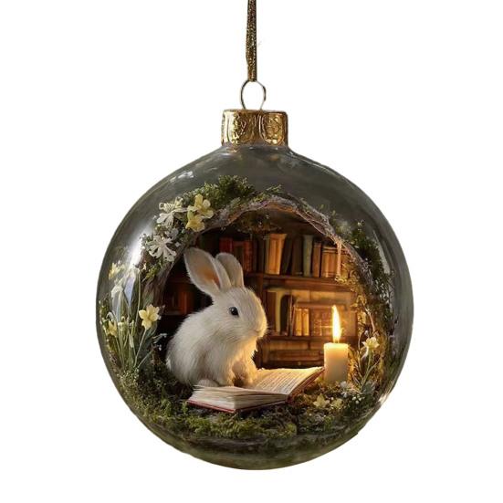 3D Wildlife Animal Christmas Ornaments Clear Plastic Xmas Ball Ornament Christmas