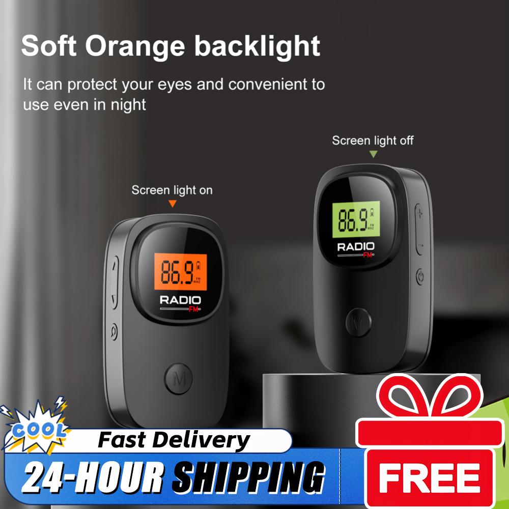 Mini Portable FM Radio Digital Tuning Pocket Clip Radio with Earphone Battery Operated Radio for Home Outdoor Walking Jogging