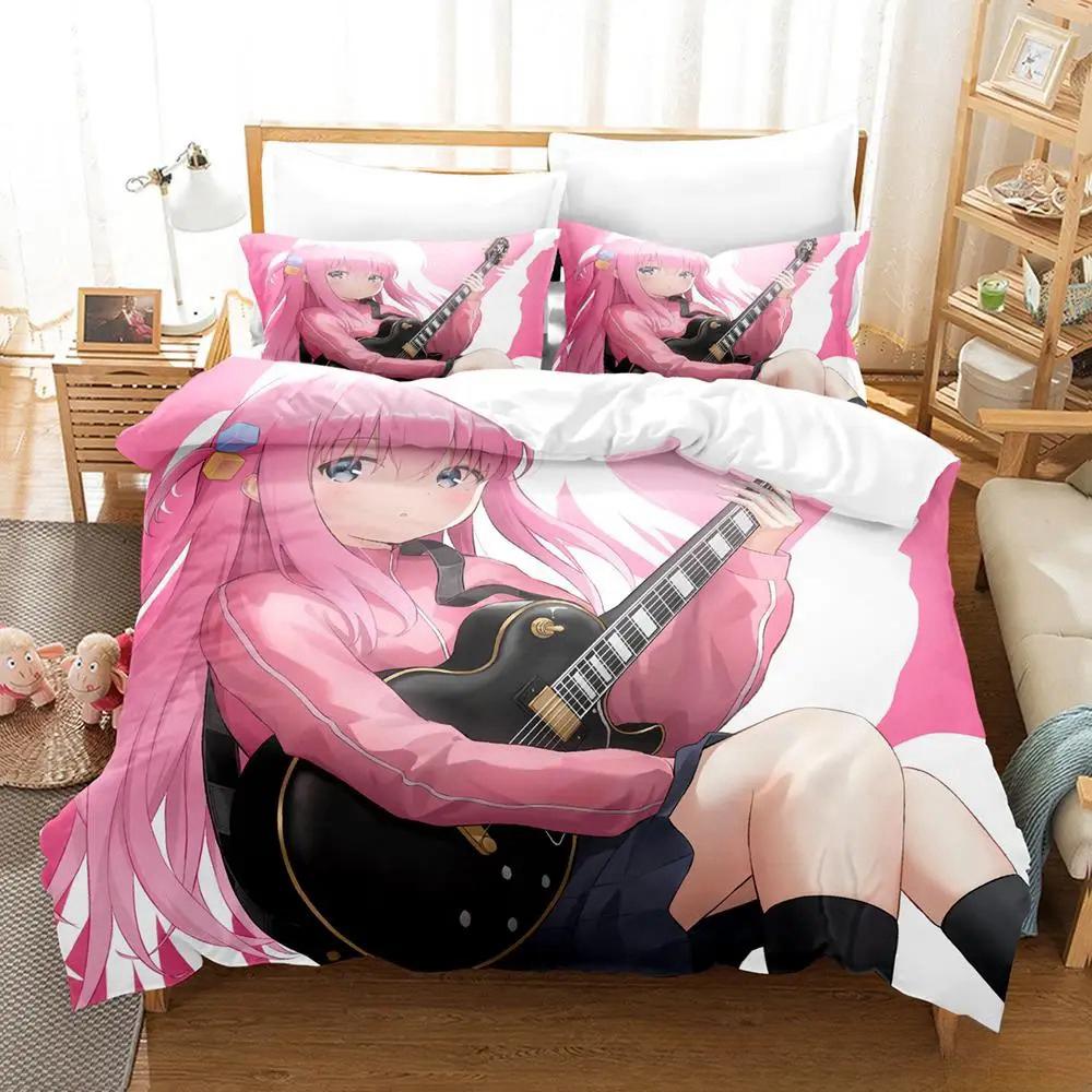Kawaii Anime BOCCHI THE ROCK Gotou Hitori Bedding Set Single Twin Full Queen King Size Bed Set Adult Kid Bedroom Duvetcover Sets