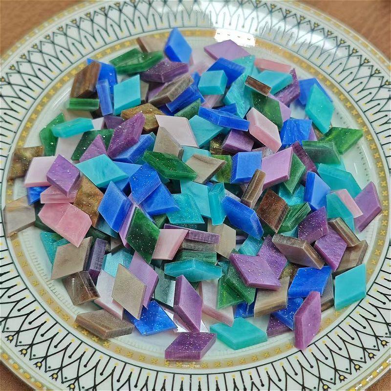 Around 107pcs Soft Acrylic Mosaic Tiles Lozenge Mix Colorful Tiles DIY Mosaic Making for Craft Arts Accessories 97