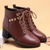 Short Boots Velvet Warm Leather Shoes Autumn and Winter Soft Sole Versatile Medium Heel    and Elderly Cotton Shoes Eight-hole Martin Boots