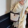 Bag Women's  New Trendy Fashion Portable Bucket Bag Niche Design Contrasting Color Splicing Shoulder Crossbody Bag