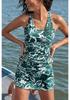 2022 Green Pleated Tankini Swimsuit Set