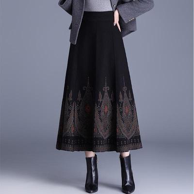 Women's 2025 Autumn/Winter New Arrival Stylish Woolen Knit Dress with Drapey A-line Midi Skirt