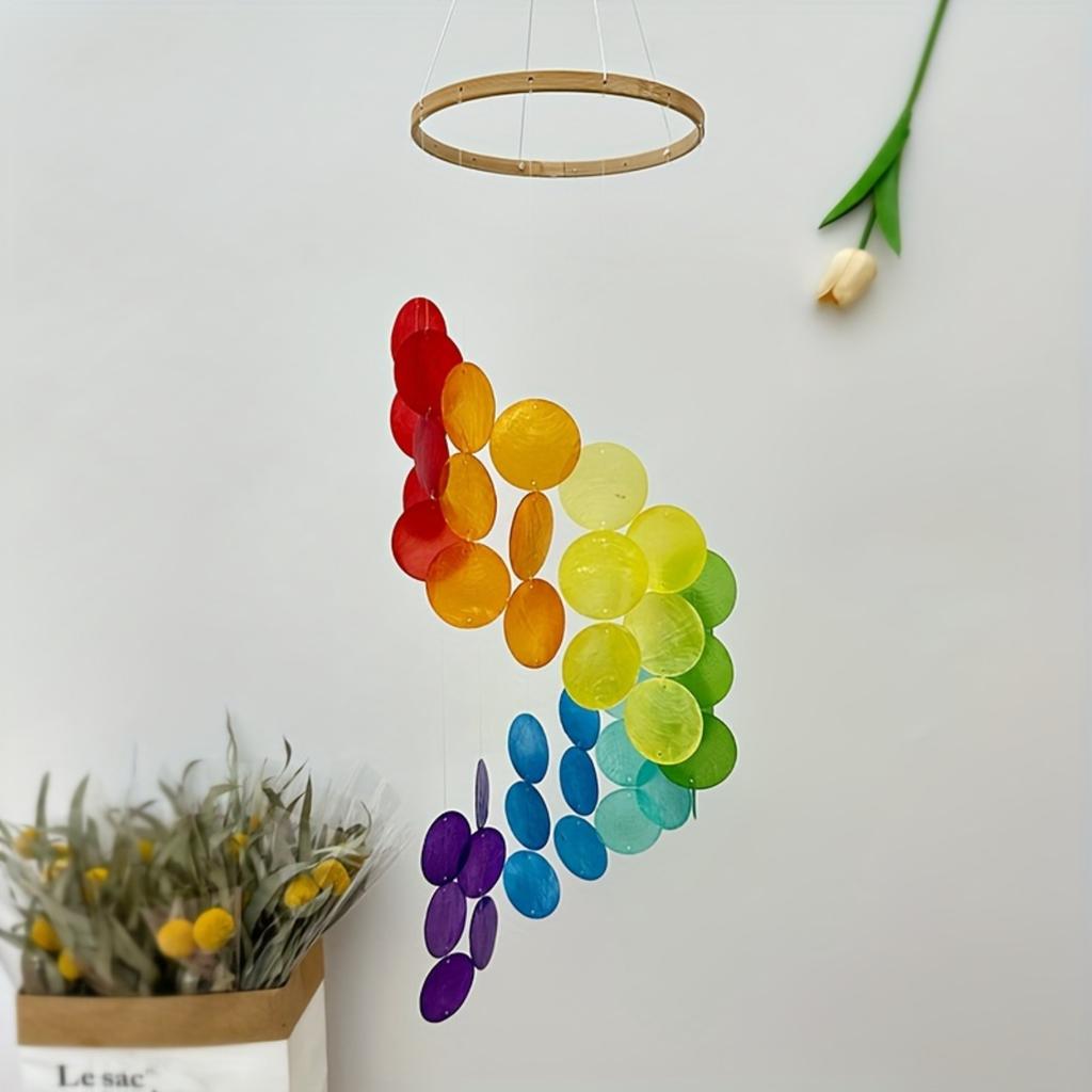 1Pc Color Spiral Natural Shell Wind Chimes Pure Hand-Hung Balcony Window Room Ornament Shooting Props Creative Birthday Gifts