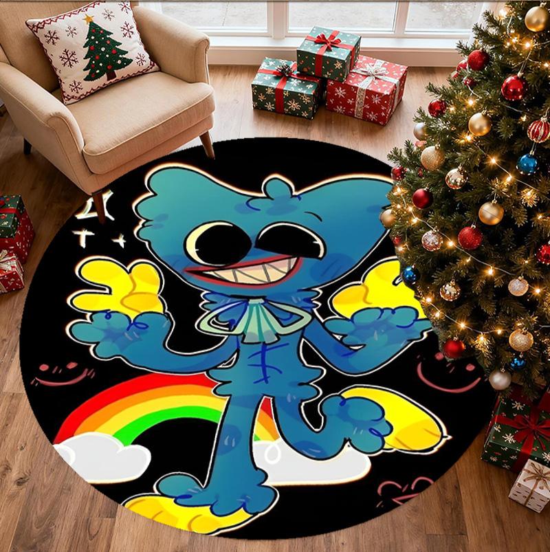 Huggy Wuggy Pattern Round Rug, Indoor/Outdoor Mat, for Picnic, Gameroom, Bedroom, Office, Living Room, Home Decor Carpet, Birthday Gift