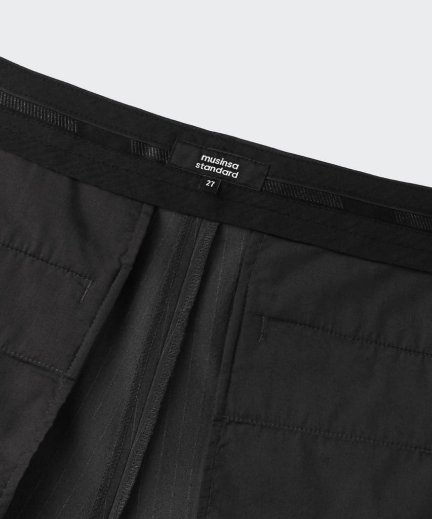 MUSINSA STANDARD WOMAN Women'S Pinstripe Deep Tuck Wide Slacks [Gray]