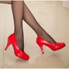 Fashion New Women High Heels Patent Leather Pumps Dress Shoes Shallow Slip On Round Toe Female Sweet Wedding Party Fashion Shoes Ladies