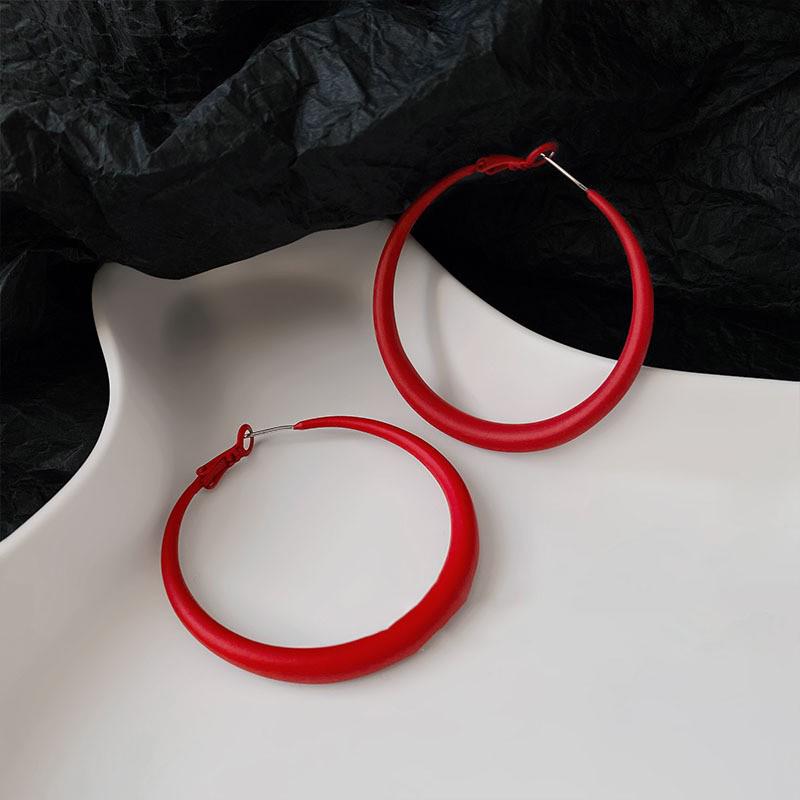 Silbernadel Ankara Rot Geometrisch Große Creolen für Damen - High-End Retro-Stil