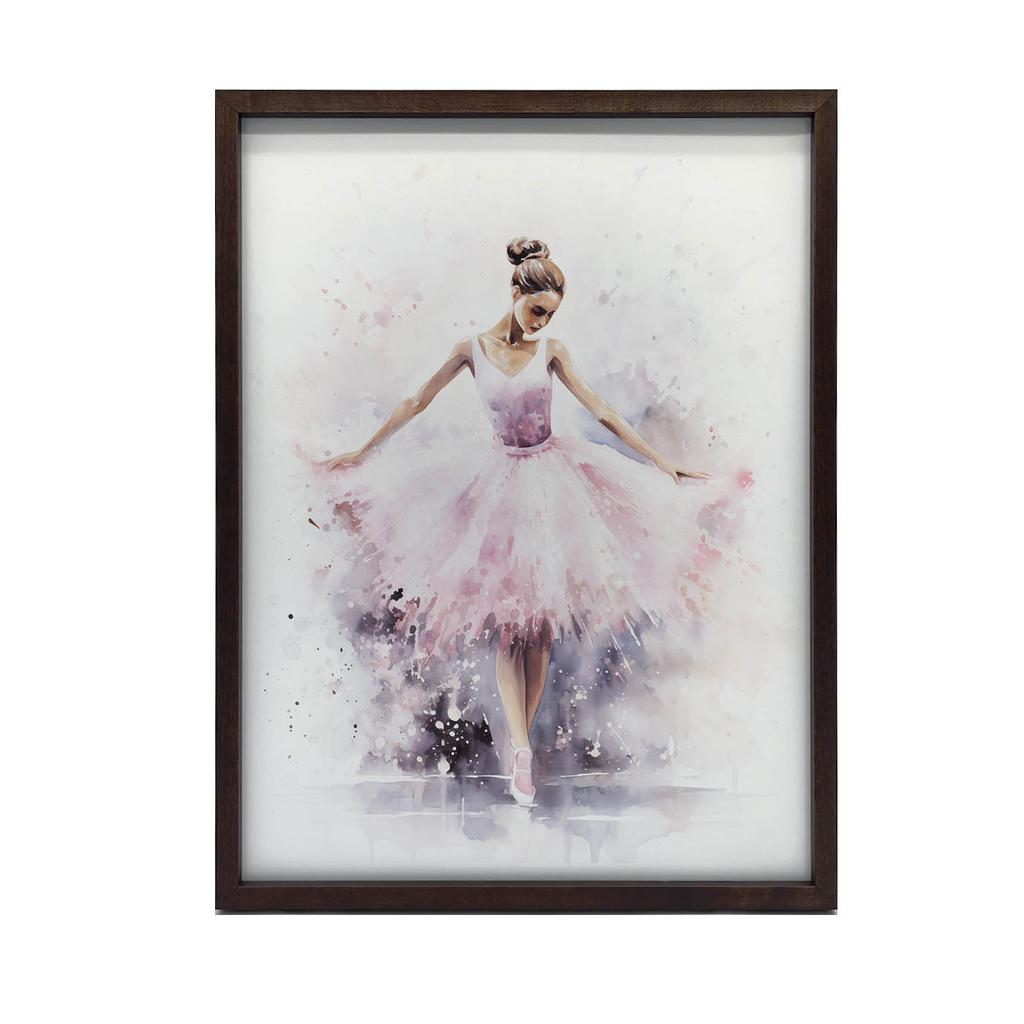 Enchanting Ballerina Dance Enchanting Ballerina Dance, 30X40 Cm, Dark Brown Wooden Frame, 230 Gsm Matte Paper