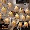Halloween LED Ghost String Lights Flickering Pumpkin Lights Hanging Decoration Pumpkin Indoor/Outdoor Halloween Porch Decor