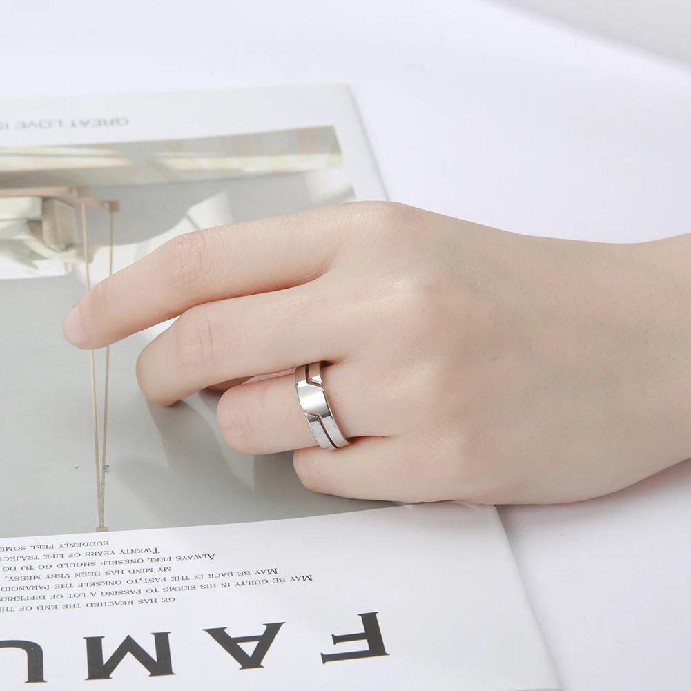 Teamer Stainless Steel Ring Men Women Minimalist Casual Finger Rings Couple Wedding Band Fashion Jewelry Gift Wholesale