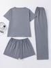 Kälberdruck 3-teiliges Set: Kurzarm-Oberteil, Shorts & Hosen - Niedliche und bequeme Homewear