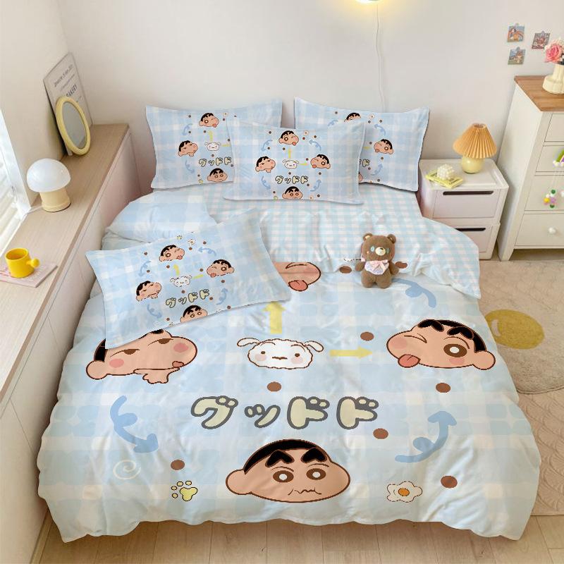 Boy Girl Crayon Shin-Chan Bedding Set Pillowcase 2/3/Pcs Shin-Chan Duvet Cover Adult Children Gift Single Double Large Size