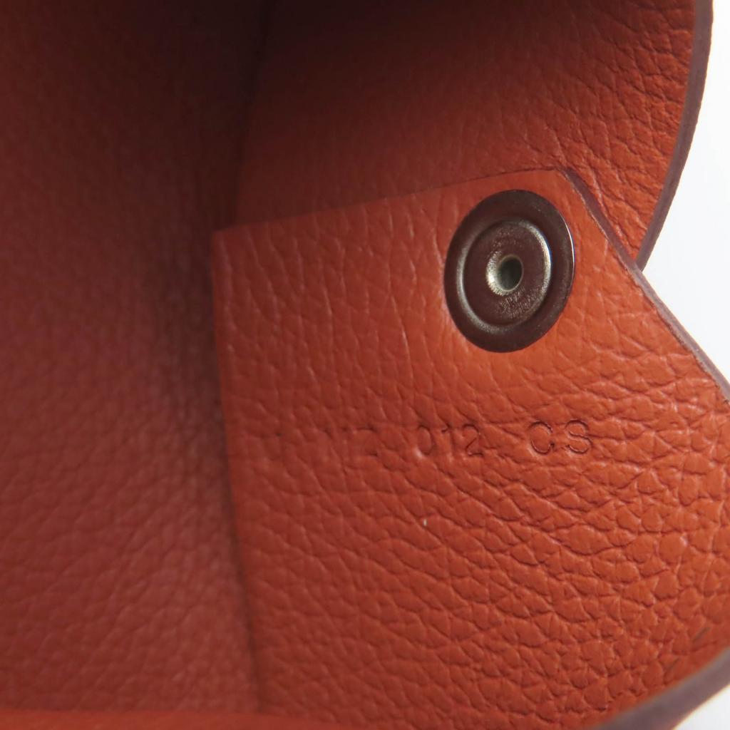 Excellent HERMES Card Case Calvi Orange Epsom Leather Women Used