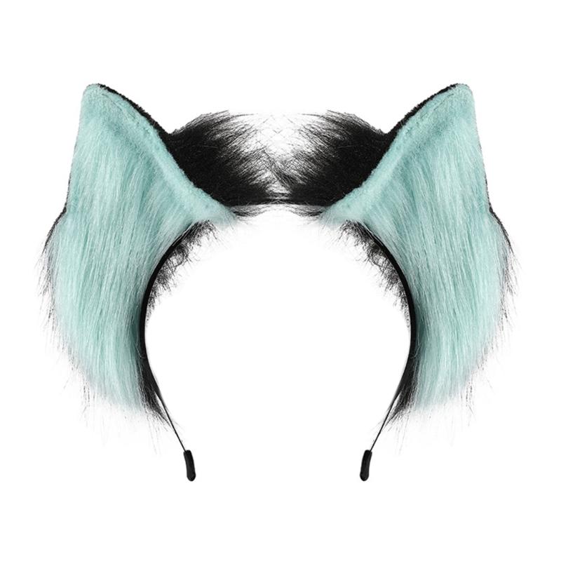 Realistisches Katzenohr-Haarband mit Plüsch-Haarband, Farbverlauf-Design für Damen, Mädchen, Cosplays, Event-Themenpartys