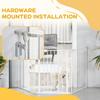 Pet Safety Gate, 3 Panels Playpen Fireplace, Foldable Metal Fence, Stair Barrier, Room Divider, Fire Guard W/ Automatic Closing Door, White