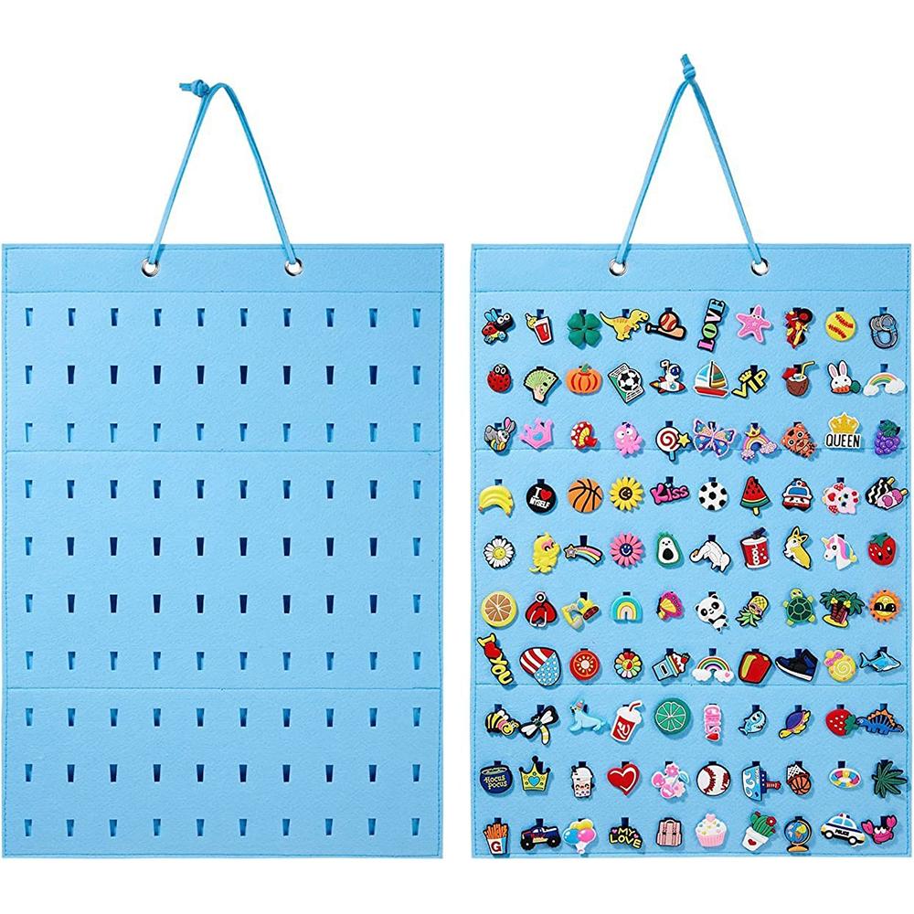 

100 отверстий Портативная подвеска для обуви, сумка, практичный органайзер для украшений из войлочного материала, подвесная стойка для дисплея синий