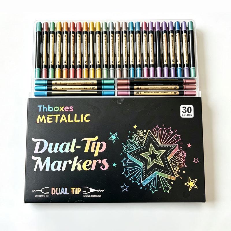 Double-Ended Metallic Acrylic Marker Pen Set for DIY Graffiti and Journaling
