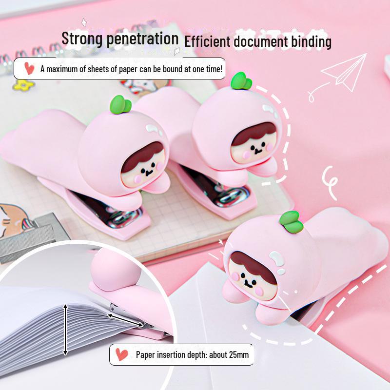 Creative Cute Cartoon Peach Stapler - Portable, Labor-saving Medium-sized No. 10 Stapler for Students