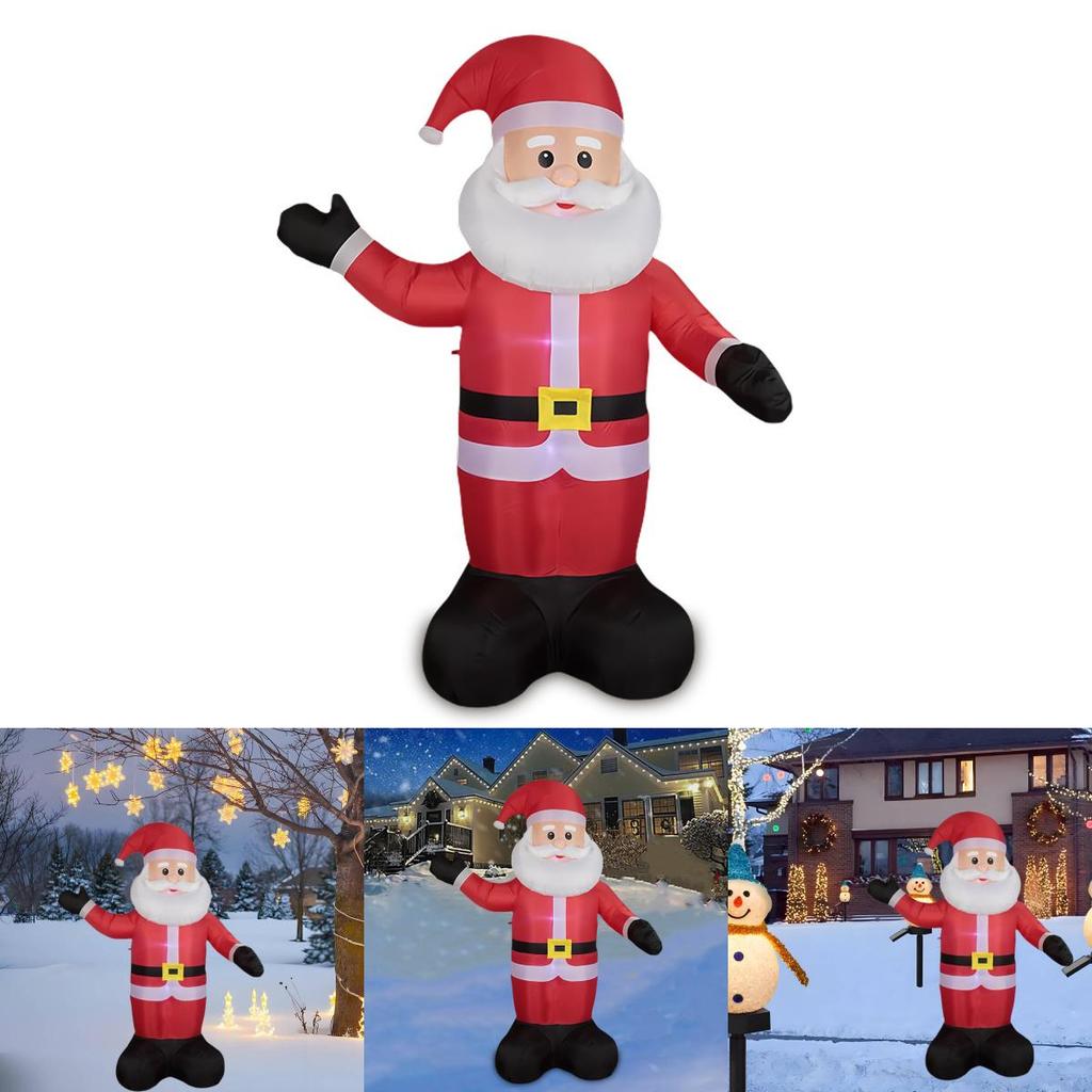 Färgglad Uppblåsbar Jultomte Med LED-lampor För Festlig Utomhusdekoration