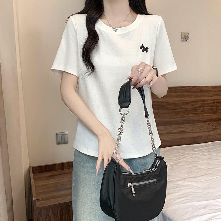 2026 Summer Plus Size Women's Casual Cartoon Pony Shiny Short-Sleeve Top