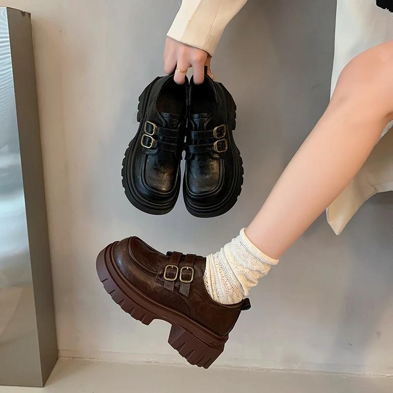 Fashion French Style Small Leather Shoes Women English Style Retro One-band Marilyn Shoes Spring Soft-soled Loafers