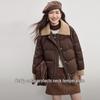 Women's Short 90% White Duck Down Jacket with Plush Lapel