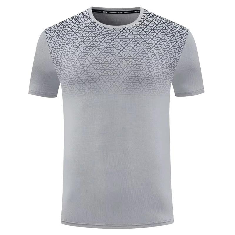 

Summer Thin Polyester Short Sleeve T-Shirt Men s Outdoor Quick-Drying Elastic Running Sports Fitness Training Badminton Suit 3XL світло-сірого кольору