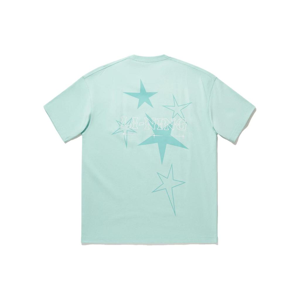 Li Ning Star Letter Rundhals Bequem Vielseitig Locker Kurzarm T-Shirt Herren T-Shirt See-Grau-Blau AHSU261-3