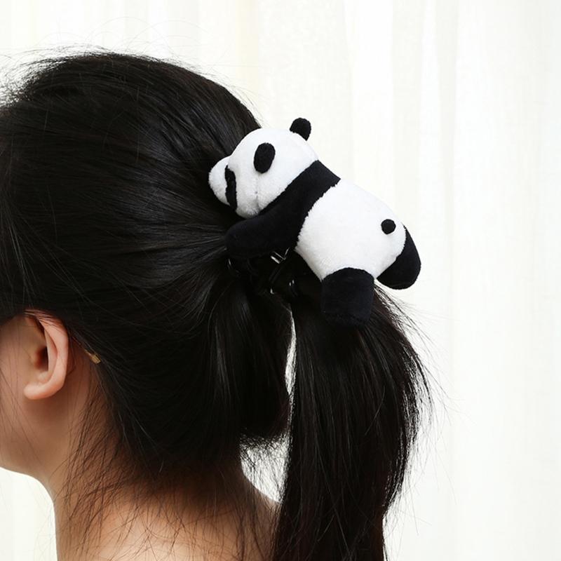 Cartoon Panda Hair Hoop Headband Furry Hairpin Scrunchie Barrette Alloy Brooch Styling Accessories for Women Girls
