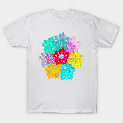 T Shirt Women Fire Flowers Harajuku Print Kawaii Tshirt Summer Short Sleeve Female T-Shirt Top Tee