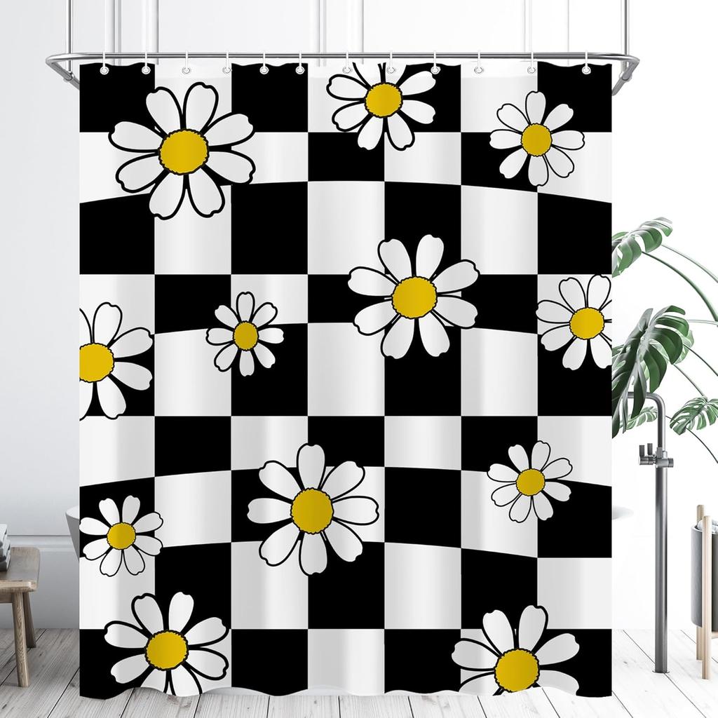 Spa Modern Shower Curtain Black White Blue Abstract Shower Curtain Set for Bathroom Tree Stone Men Waterproof Bathtub Curtain